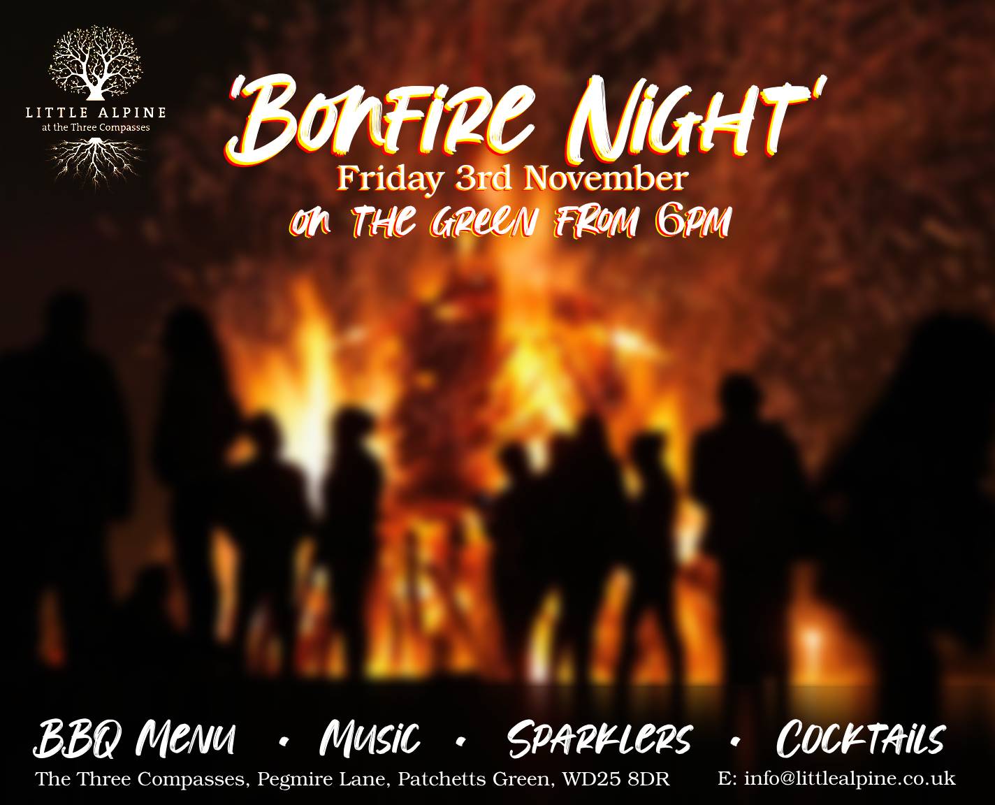bonfirepic Little Alpine at The Three Compasses Aldenham